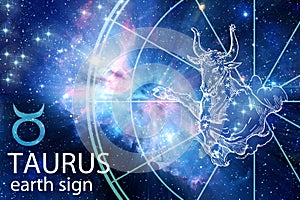 Zodiacal Earth sign Taurus with beautiful starry background like astrology background
