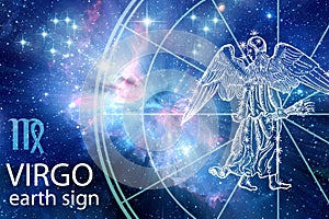 Zodiacal Earth sign Virgo with beautiful starry background like astrology background