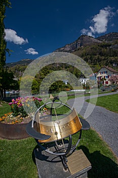 Zodiacal sundial at park in Vitznau