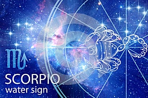 Zodiacal Water sign Scorpio with beautiful starry background like astrology background