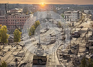 Zolote, Luhansk, Ukraine. Fictional Gritty Places Art.