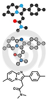 Zolpidem insomnia drug (sleeping pill) molecule