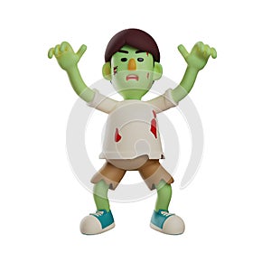 Zombie 3D Cartoon Illustration with frightening expression
