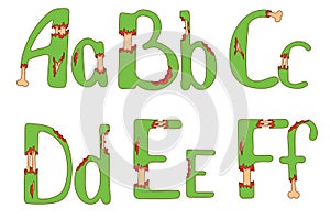 Zombie alphabet  - a, b, c, d, e, f letters