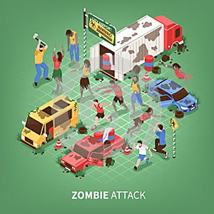 Zombie Apocalypse Isometric Background