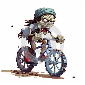 Zombie Bicycle Rider: Caricature-like 2d Game Art With Highly Detailed Illustrations