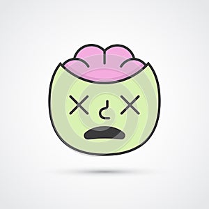 Zombie emoji face with big eyes. Vector eps10