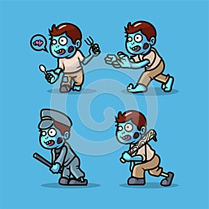 Zombie Halloween Mascot illustration design set template photo