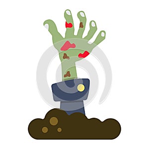 Zombie hand flat icon, halloween and scary