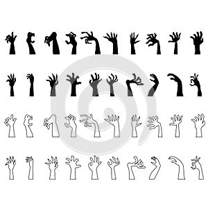 Zombie hand icon vector set. Hand illustration sign collection. Halloween symbol.