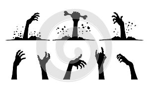 Zombie hands silhouette. Halloween set. Vector illustration