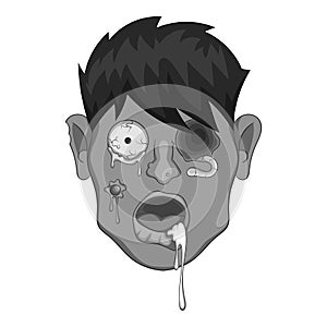 Zombie head icon monochrome