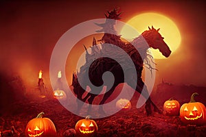 zombie horseman in Halloween night