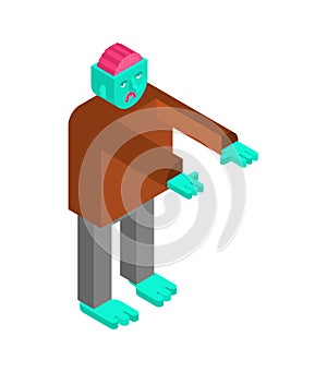 Zombie isometric. Dead man monster. zombi Vector illustration