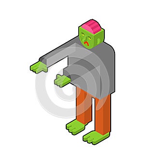 Zombie isometric. Dead man monster. zombi Vector illustration