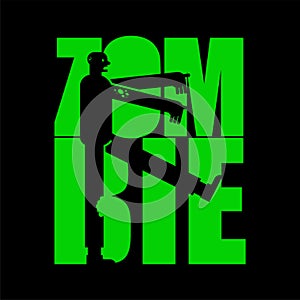 Zombie Lettering Silhouette of in text. zombi Typography. Halloween object letters