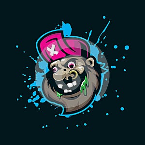 Zombie mascot logo design vector with modern illustration concept style for badge, emblem and t shirt printing. Zombie monster