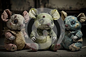 Zombie mousy teddy bears, created with Generative AI technology