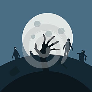 Zombie night background illustration