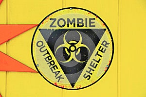 Zombie Outbreak Shelter Sign photo