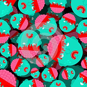 Zombie pattern seamless. Zombi head and brains background