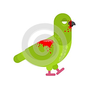 Zombie pigeon isolated. Dove revived dead monster