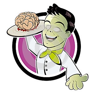 Zombie serving cooked brains photo