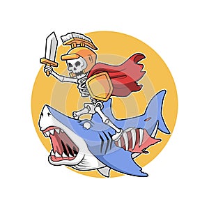 zombie shark illustration vector design