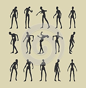 Zombie silhouettes set