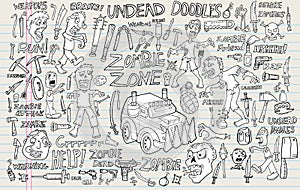 Zombie Undead Doodle Set