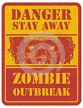 Zombie. Warning sign. Hand drawn. Vector