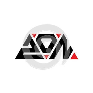 ZON triangle letter logo design with triangle shape. ZON triangle logo design monogram. ZON triangle vector logo template with red