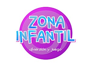 Zona infantil - Kids Zone in english game banner design background. Playground vector child zone sign photo