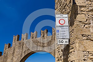Zona taffico limitato sign in San Marino Italy