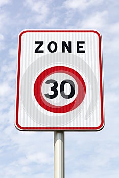 Zone 30 road sign