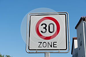 Zone 30 traffic sign