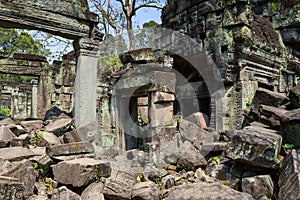 Zone Ã©boulÃ©e du temple Preah Khan dans le domaine des temples de Angkor, au Cambodge