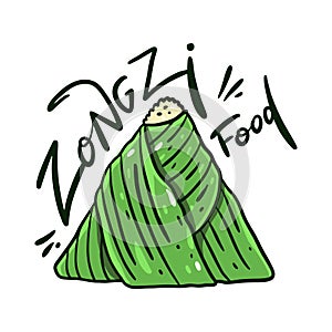 Zongzi food hand drawn vector cute illustration. Isolated on white background