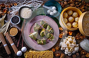 Zongzi Rice Dumplings pork buns shiitake noodles