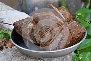 Zongzi is a traditional Chinese rice dish made of glutinous rice.