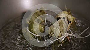 Zongzi in a wok