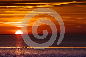 Zonsondergang boven het wad, Wadden Sea at Sunset