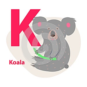 Zoo ABC Letter with Cute Koala Cartoon Vector