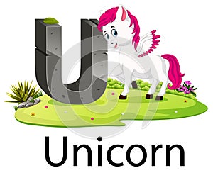 Zoo animal alphabet U for Unicorn with the good animation