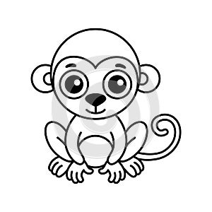 Zoo animal for children coloring book. Funny monkey in a cartoon style