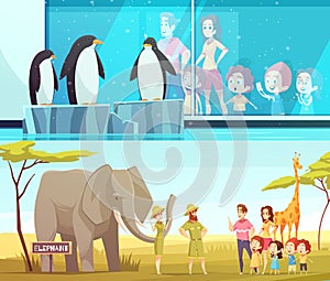 Zoo Animals 2 Cartoon Banners photo