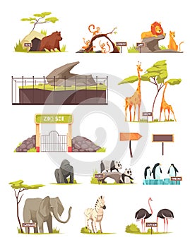 Zoo Animals Cartoon Icons Collection photo