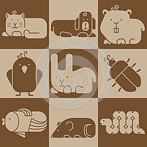 Zoo animals icons