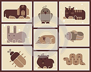 Zoo animals icons