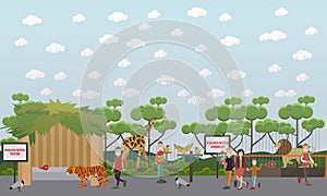 Zoo animals vector flat illustration